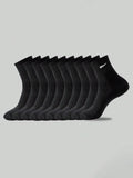 10-Pair Black Sock Pack - Extra-Soft, Comfortable Casual-Style Socks Crafted From Premium Breathable Cotton, Perfect For Everyd