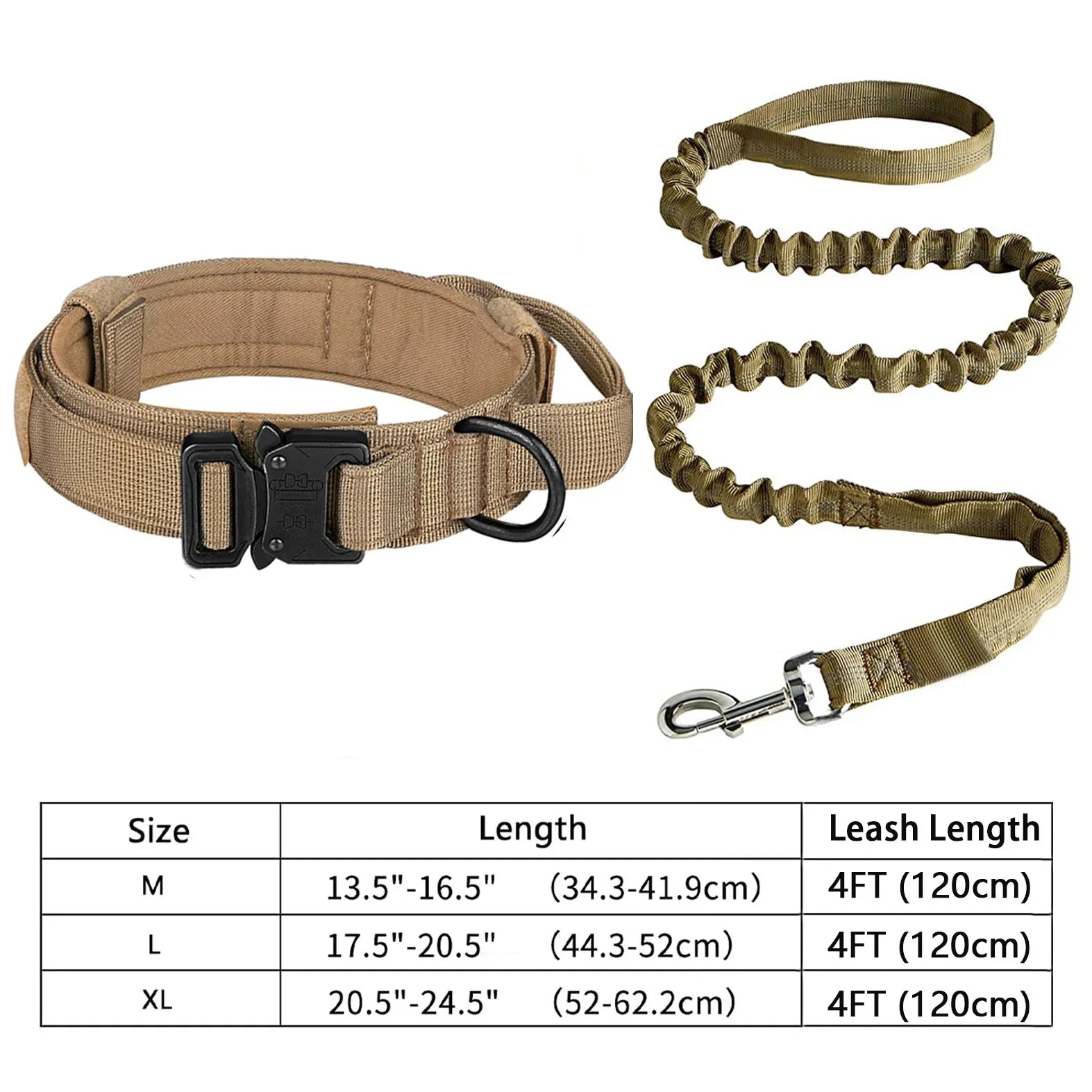 Heavy-Duty Military Tactical Dog Collar & Leash Set | Adjustable Training Collar for All Dogs