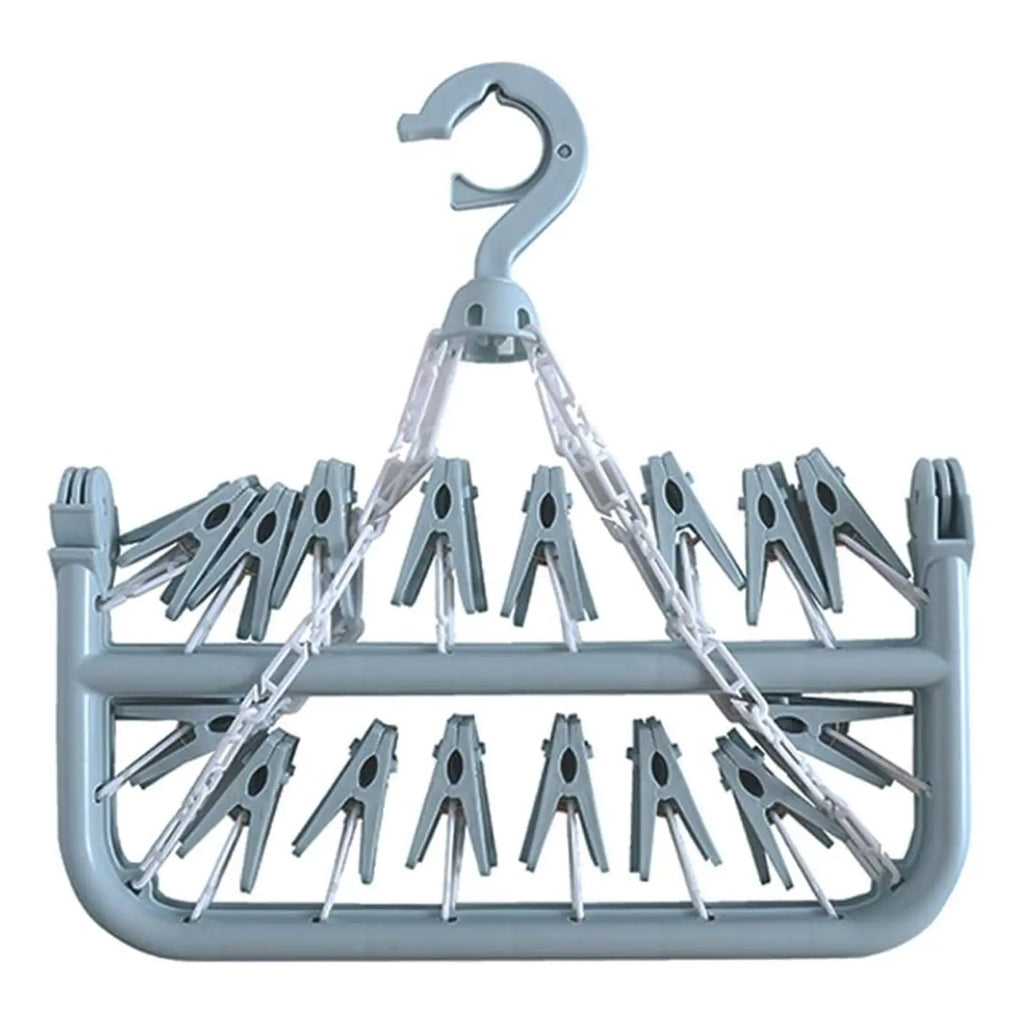 Foldable Drip Hanger with 32 Clips – Plastic Clothes Drying Rack