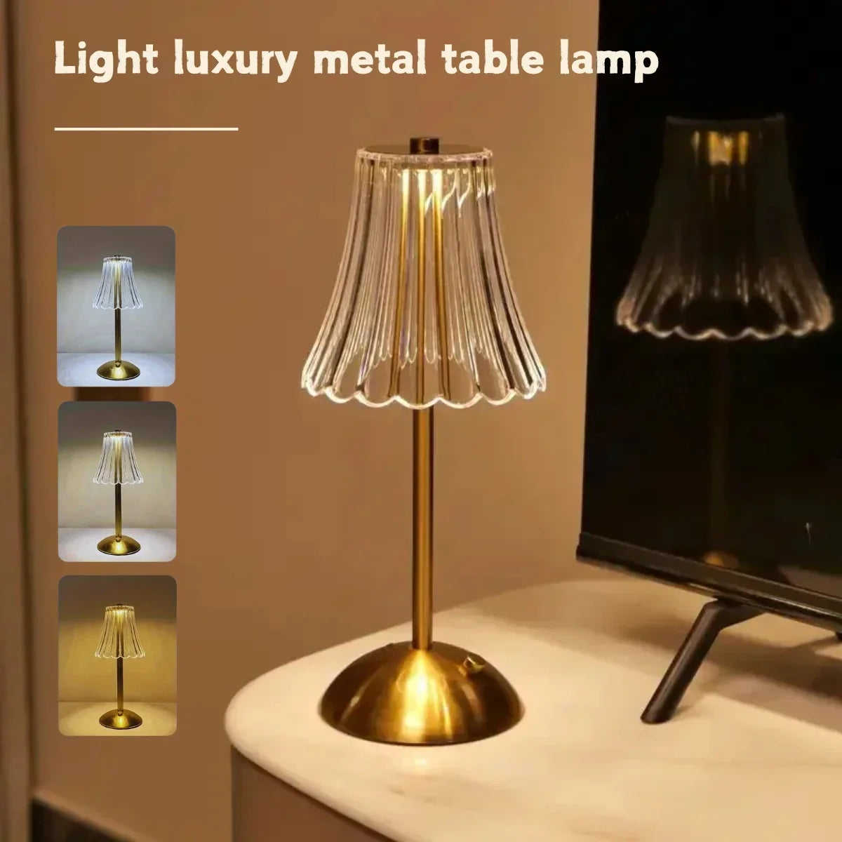 Vintage Crystal LED Desk Lamp, USB Charging, Suitable for Bedrooms and Living Rooms, Easily Creating a Warm Atmosphere