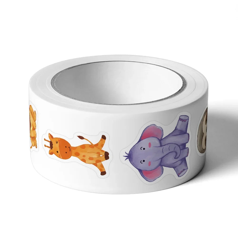 500Pcs/Roll Heterotypic Grassland Animals Stickers 2.5cm/1.0'' Graffiti Game Art Labels Learning Rewards, Adorn Gifts