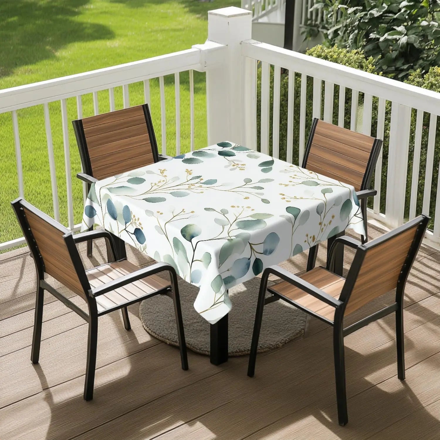 Green Leaves Square Tablecloth Waterproof Decorative Botanical Table Cloth Cover for Home Kitchen Dining Party Picnic Outdoor