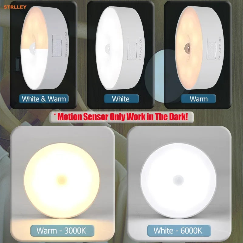 Motion Sensor Light Rechargeable Sensing In Dark Light Sensitivity USB LED Night Light Portable Wireless Magnetic Cabinet Lamp