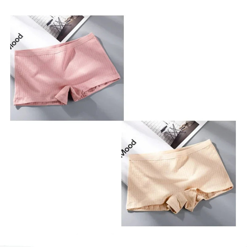 2Pcs Women Solid Cotton Boyshorts Female Soft Big Size Underwear Safety Pants Ladies Briefs Lingerie