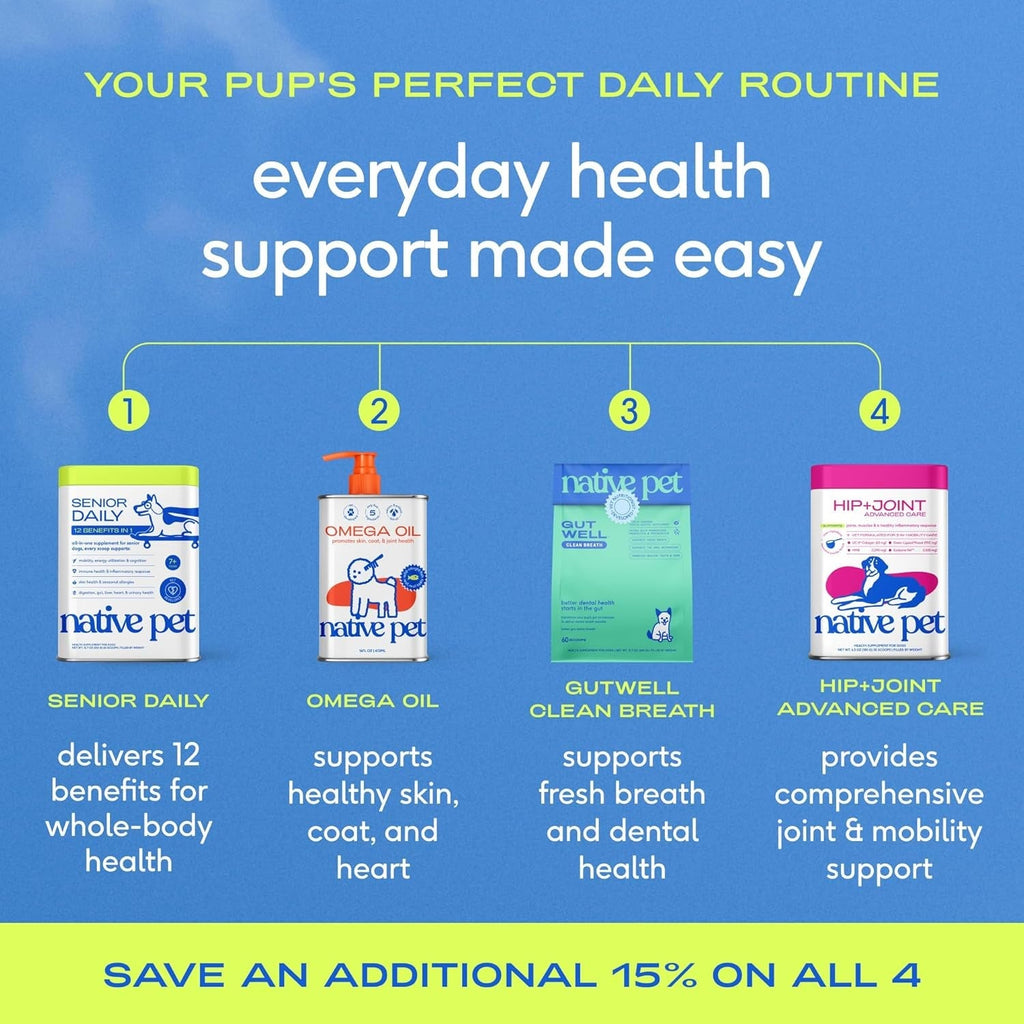 Senior Dog Multivitamin Powder 12-in-1 Joint Brain Digestion Immune 30 Scoops