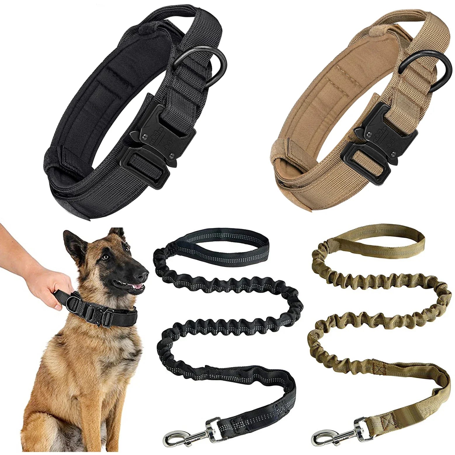 Heavy-Duty Military Tactical Dog Collar & Leash Set | Adjustable Training Collar for All Dogs
