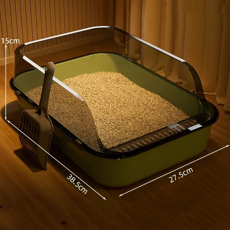 Splashproof Semi Closed Cat Toilet | Large Capacity Cat Litter Box
