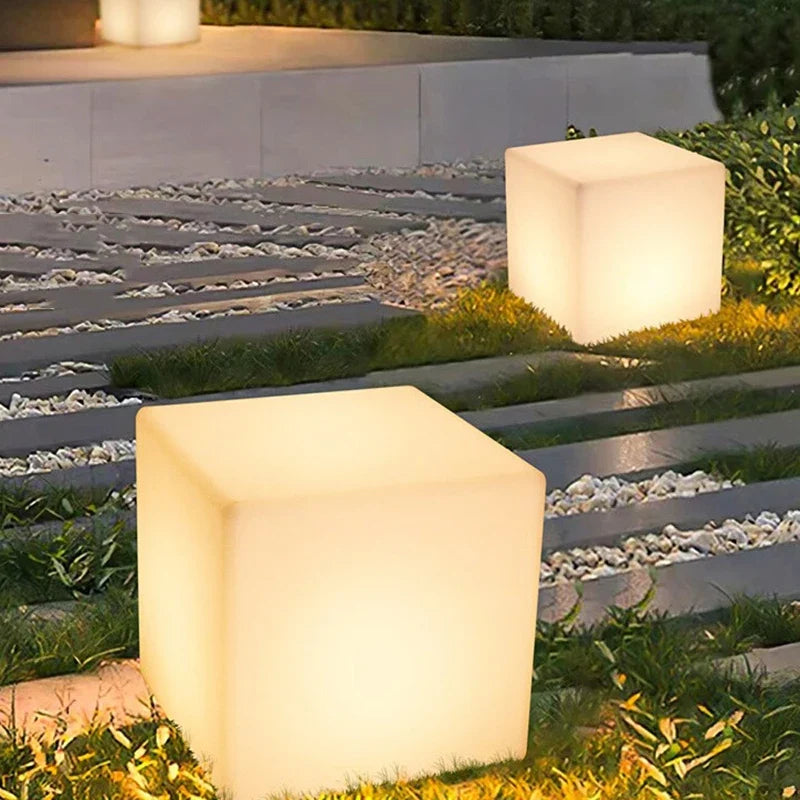 Luminous Cube Lamp Lawn Solar LED Outdoor Lighting Non Solar Lamp Outdoor Garden Decoration Outdoor Courtyard Light