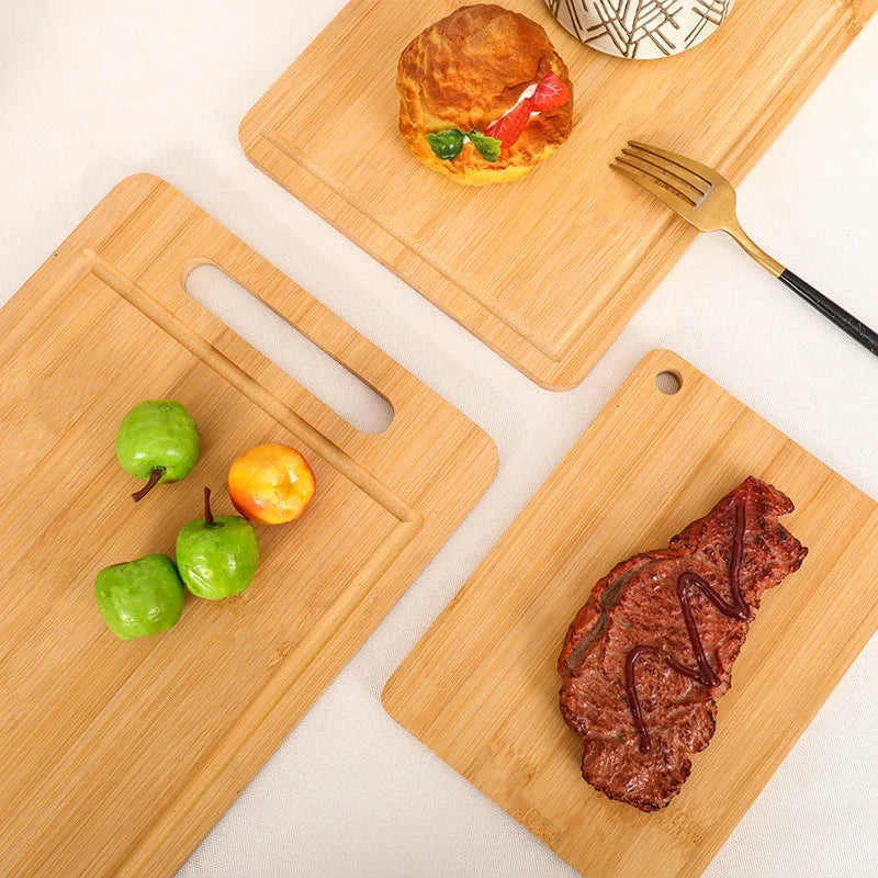 Double-Sided Bamboo Cutting Board - Natural Moso Bamboo Anti-Mold Kitchen Chopping Board with Vertical Stand