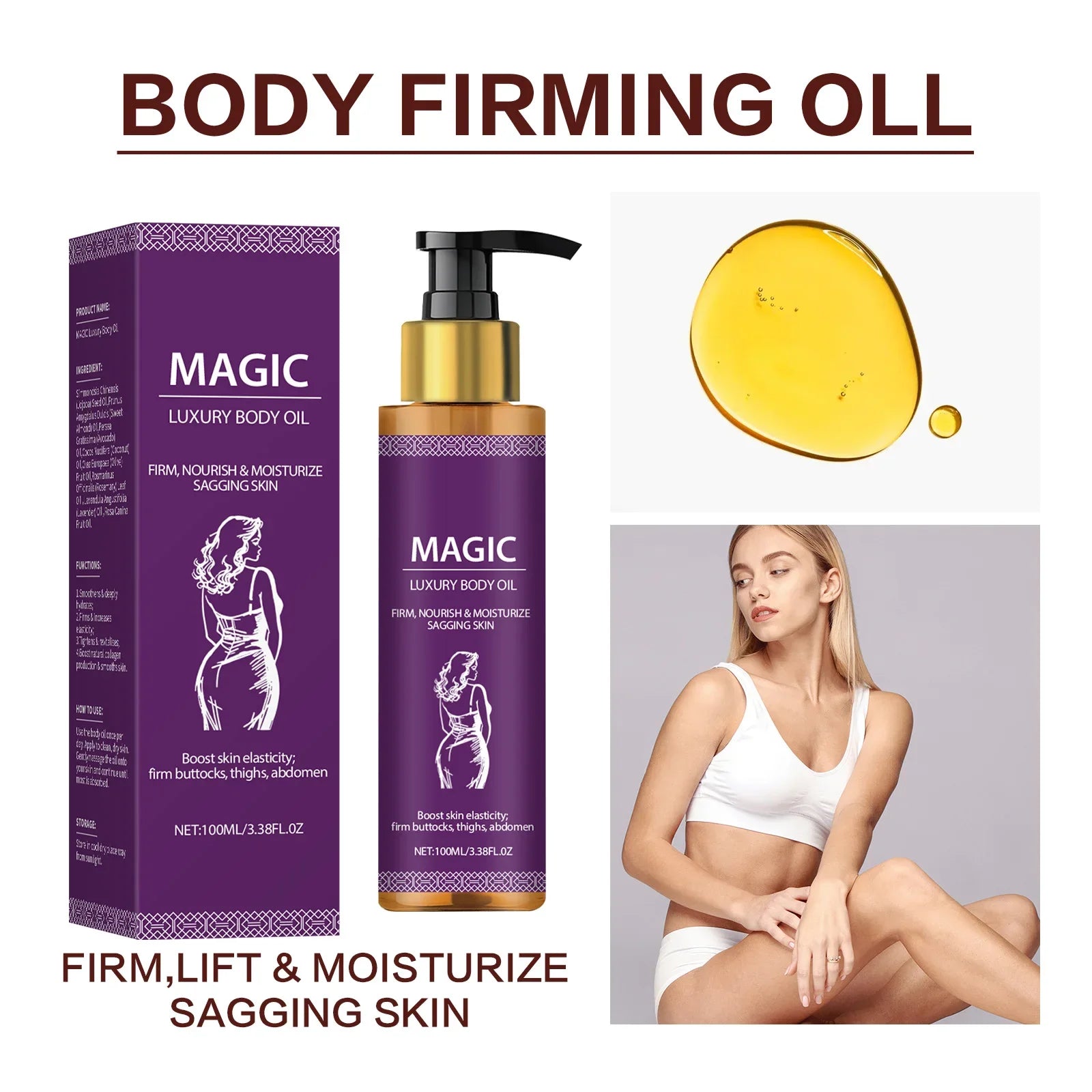 Body Oil Tightening Body Lightening Improve Dry Brightening Nourishing Lifting Firming Smooth Anti Cellulite Massage Skin Care
