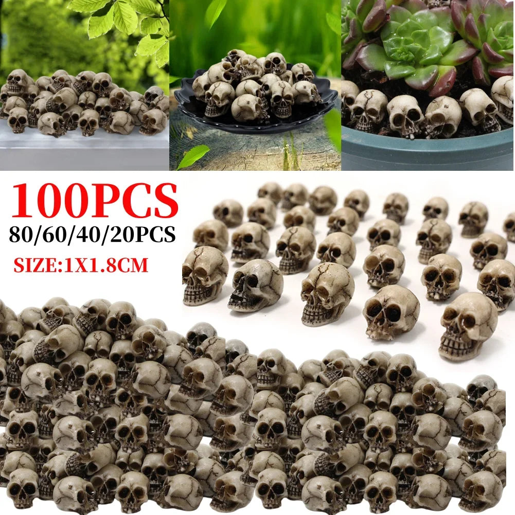 Gothic Skull Sculptures Collectable Halloween Decoration Skeleton Model Festival Theme Landscape Garden Potted Plant Decor