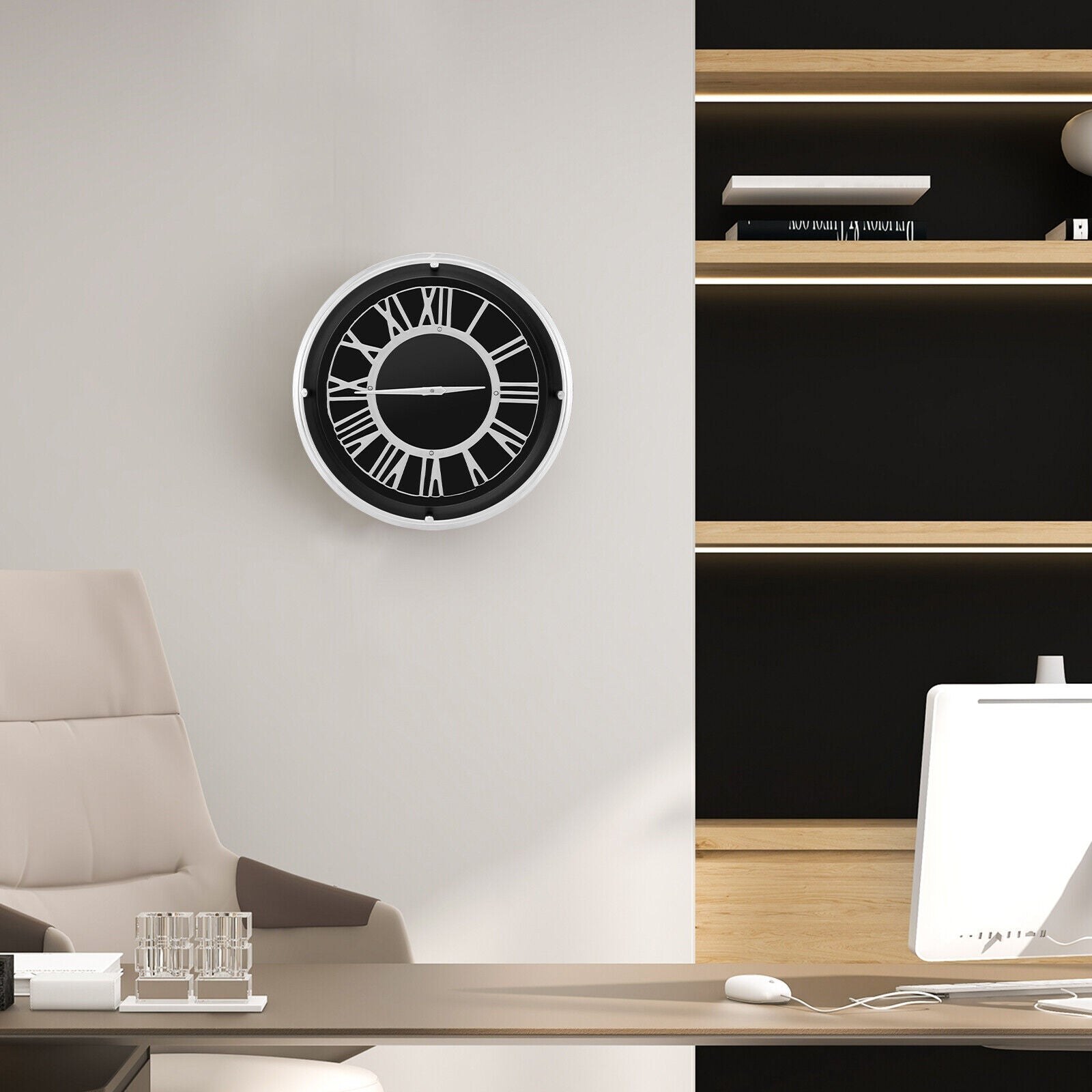 13.5/17.5 Inch Silent Wall Clock with Silver Frame