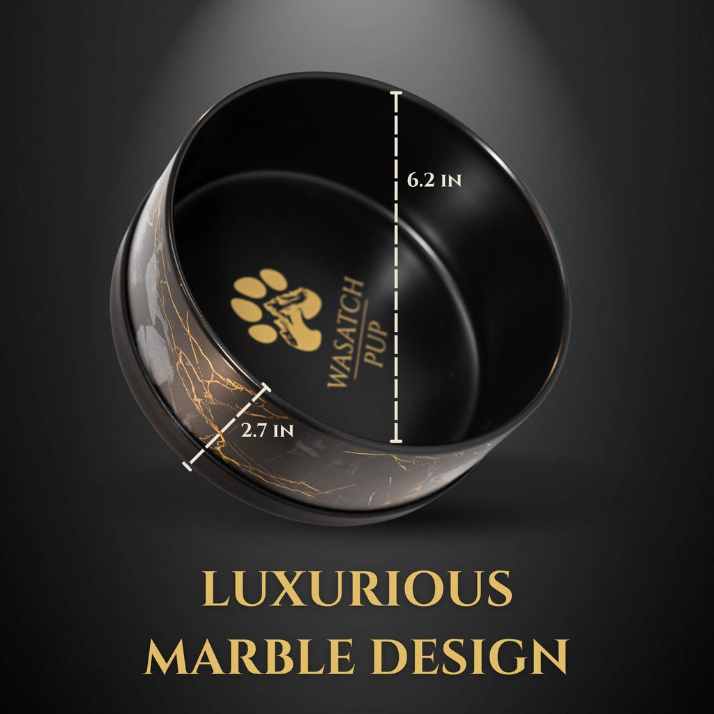 Limited Edition Black & Gold Marble Ceramic Dog Bowl
