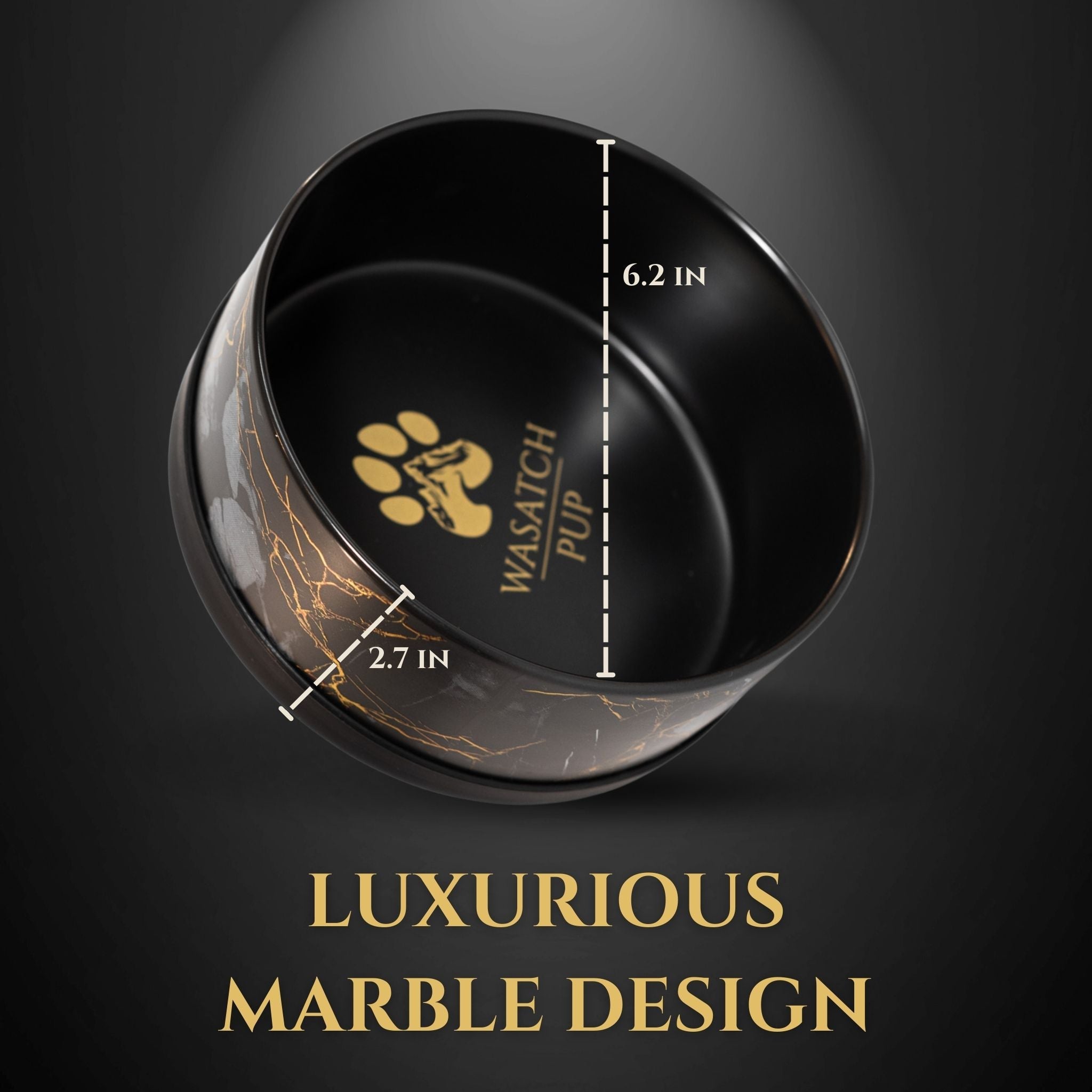 Limited Edition Black & Gold Marble Ceramic Dog Bowl