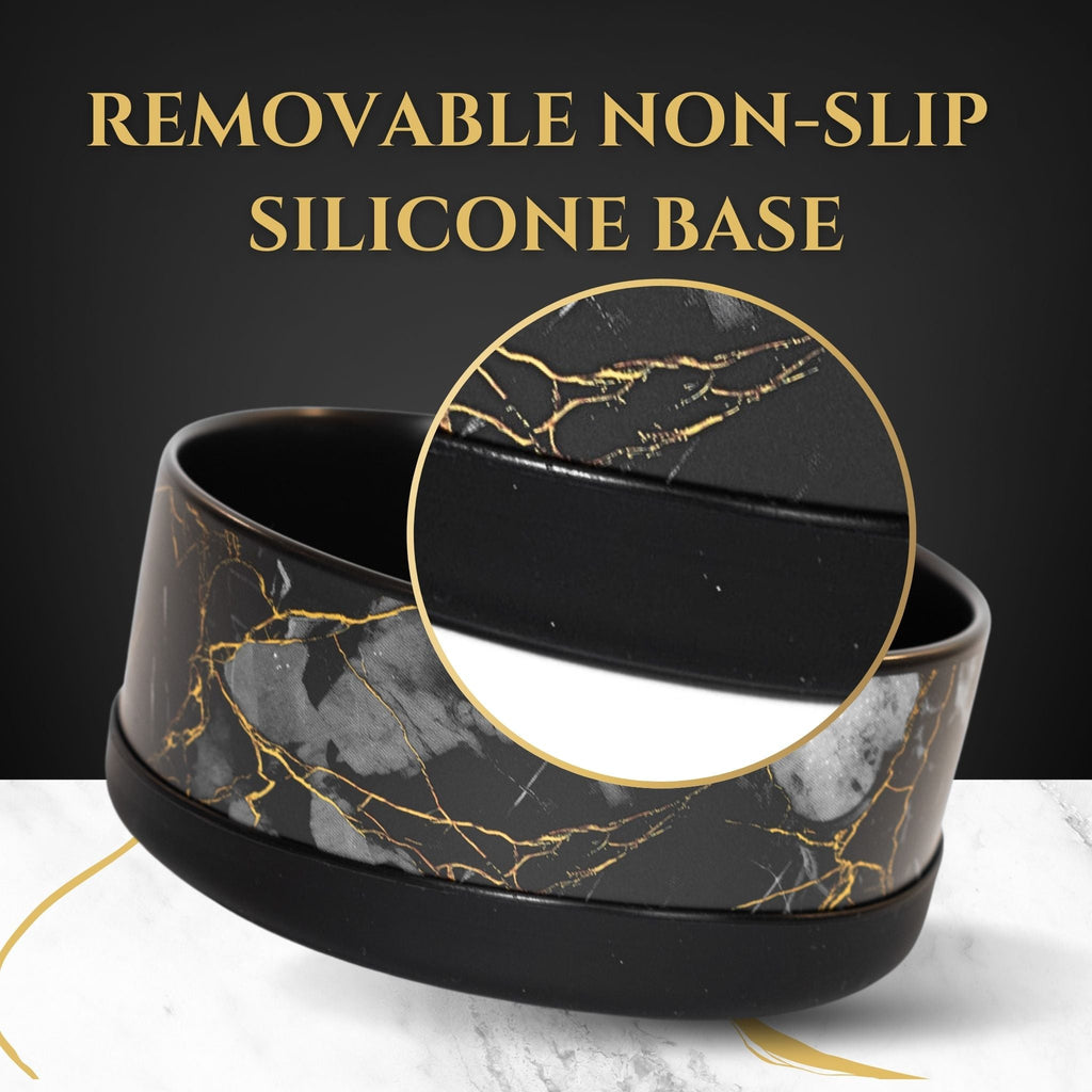 Limited Edition Black & Gold Marble Ceramic Dog Bowl