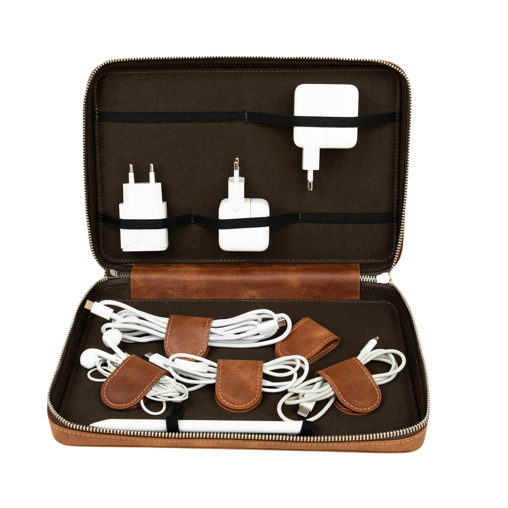 Leather Tech Organizer Case -Rich Brown - Mobile
