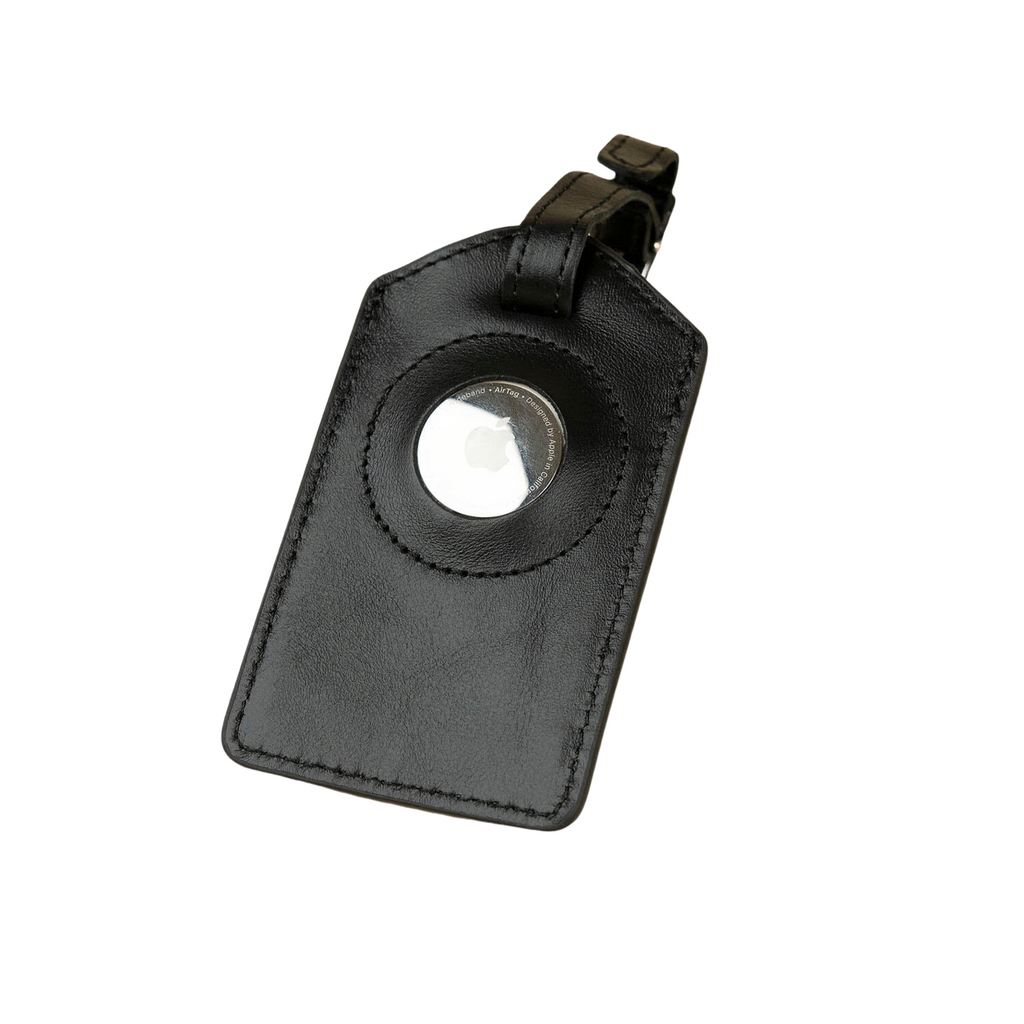 Premium Leather AirTag Luggage Tag - Black - Clovis