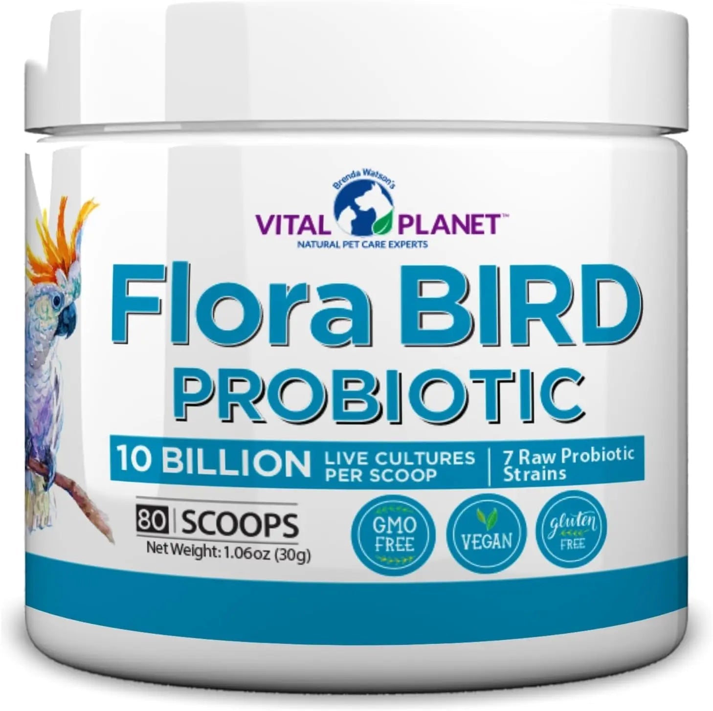 Vital Planet Flora Bird Probiotic Powder, 10 Billion CFU, 7 Strains