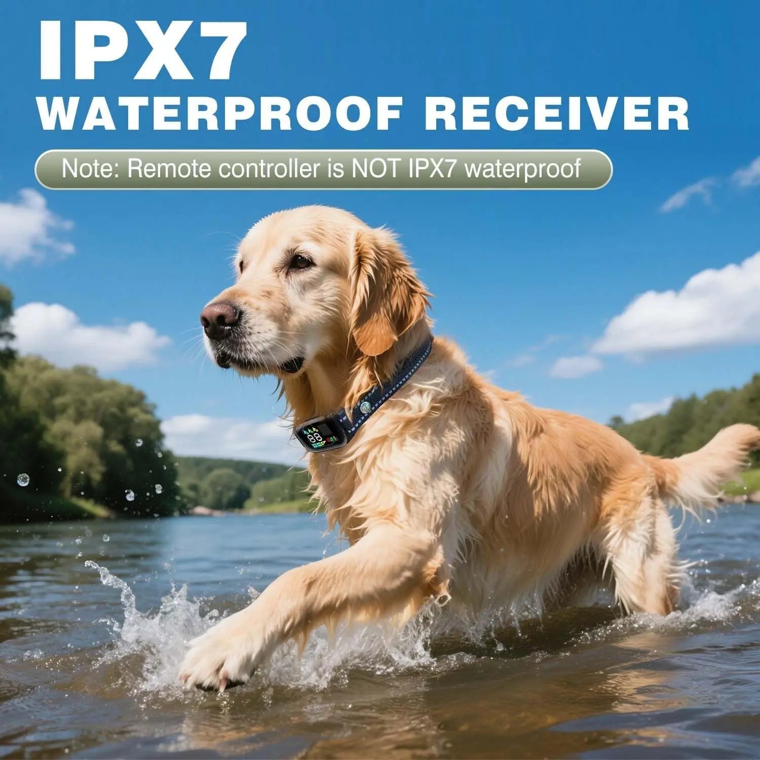 Waterproof Dog Training Collar – AI Bark Control, 3300ft, 3-Dog System, IPX7