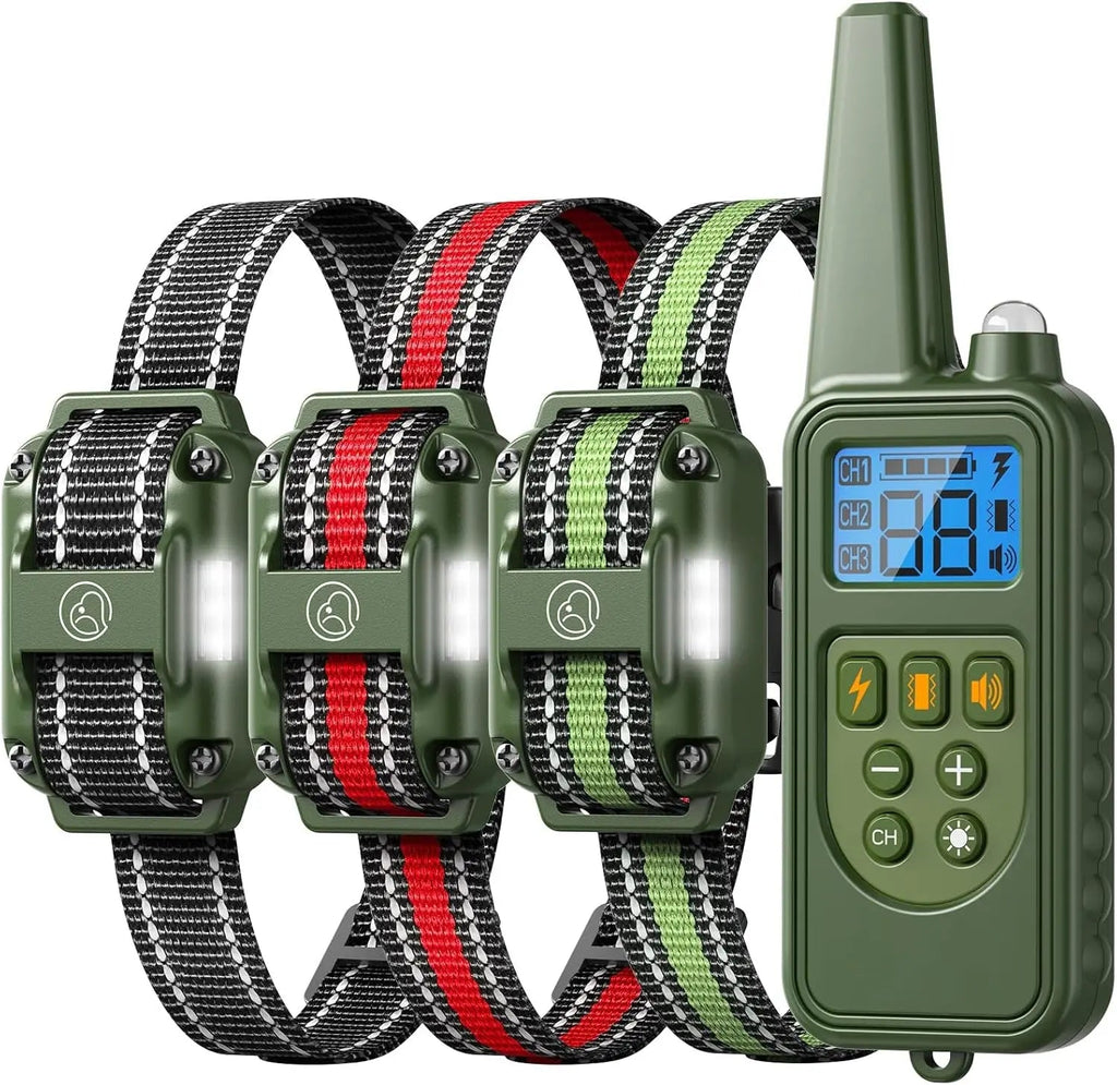 Waterproof Rechargeable Dog Training Collar – 2600ft Range, 3-Dog System, IPX7