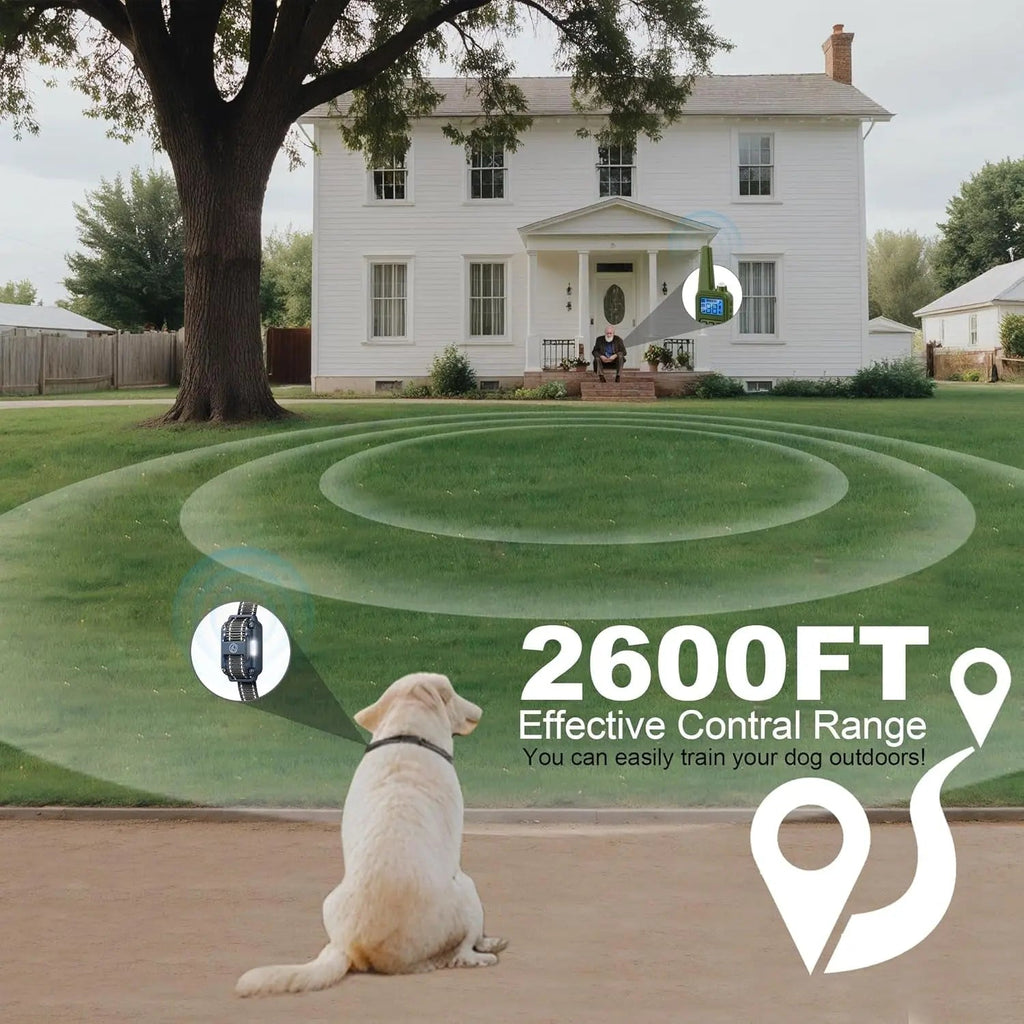 Waterproof Rechargeable Dog Training Collar – 2600ft Range, 3-Dog System, IPX7