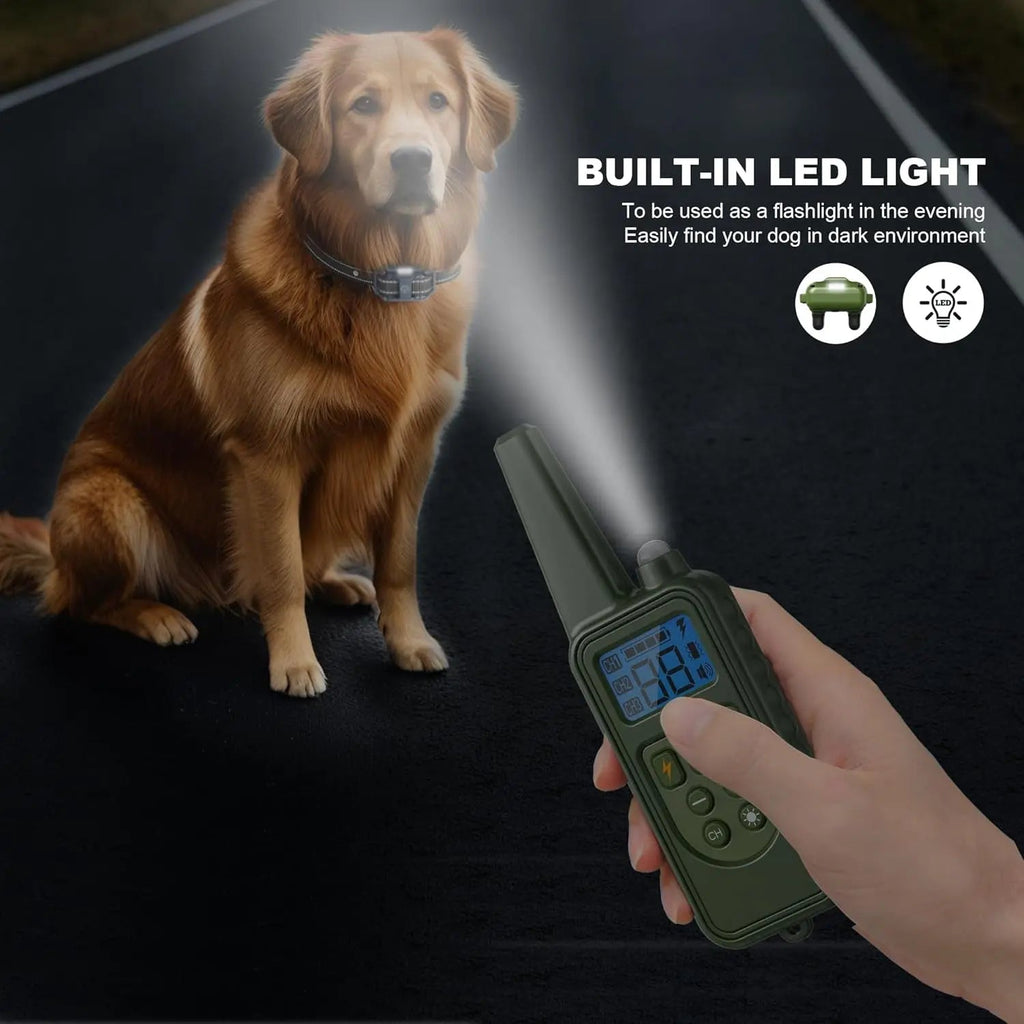 Waterproof Rechargeable Dog Training Collar – 2600ft Range, 3-Dog System, IPX7