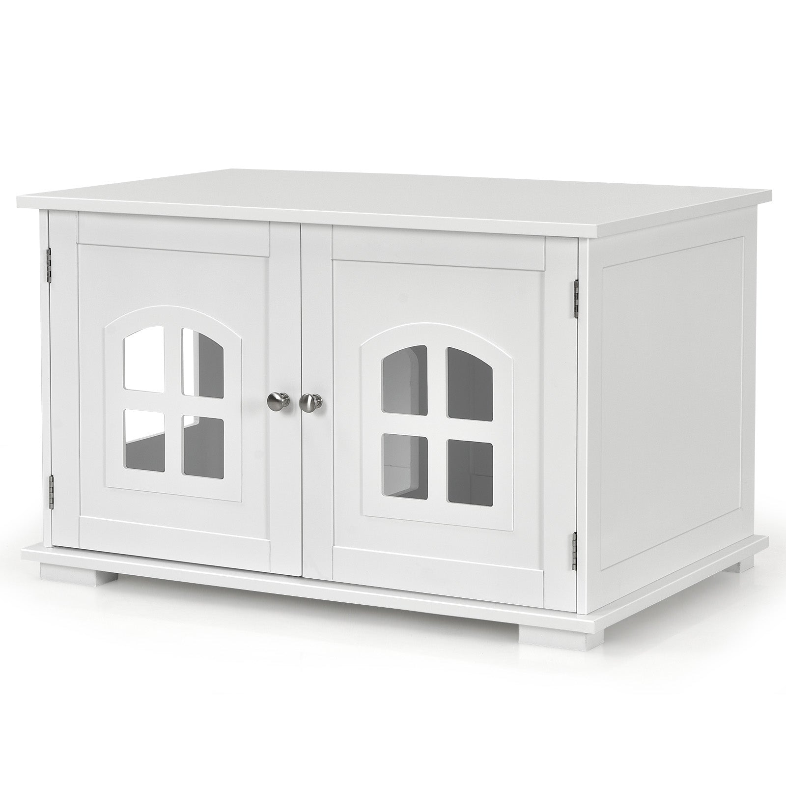 Large Wooden Cat Litter Box Enclosure Hidden Cat Washroom with Divider