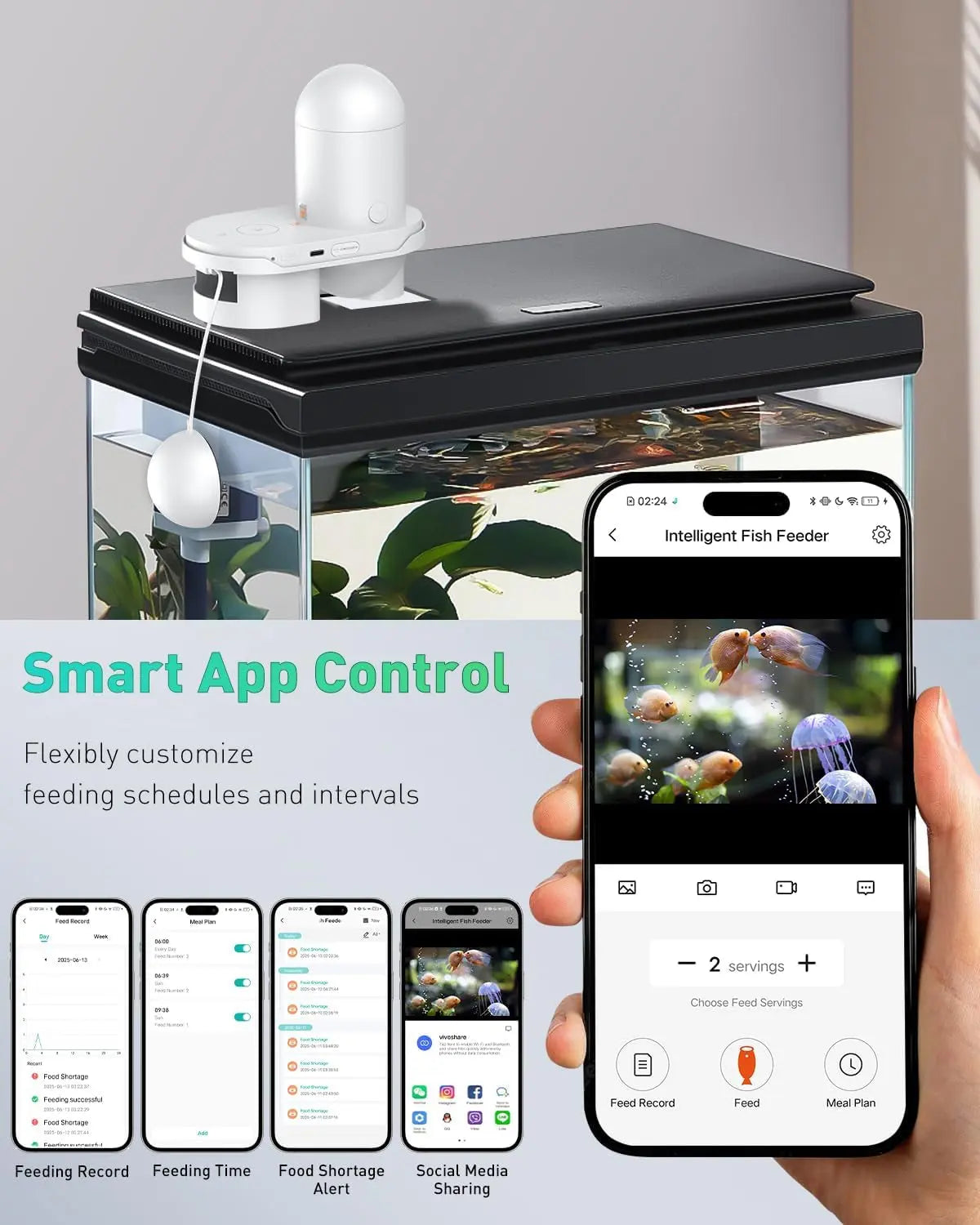 WiFi Automatic Fish Feeder with Camera – App Control, Moisture-Proof, 230ml