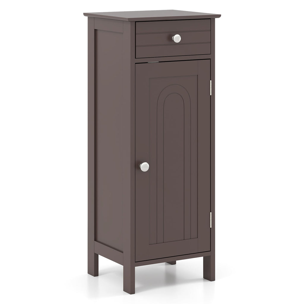 Wooden Storage Free-Standing Floor Cabinet with Drawer and Shelf