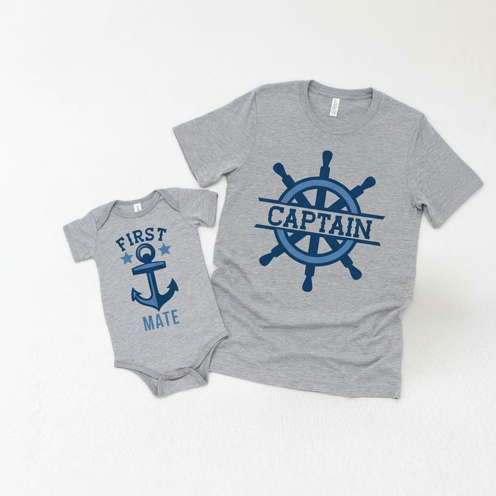 father son shirts - nautical captain & first mate - father's day gifts - toddler baby