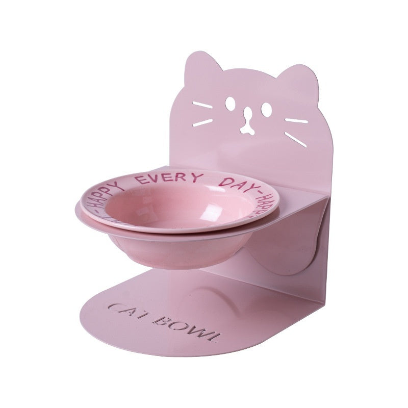 Ceramic Cat Food Cat Magnetic High-legged Cat Bowl Stand Cat Food Bowl Cervical Spine Protection Dog Bowl