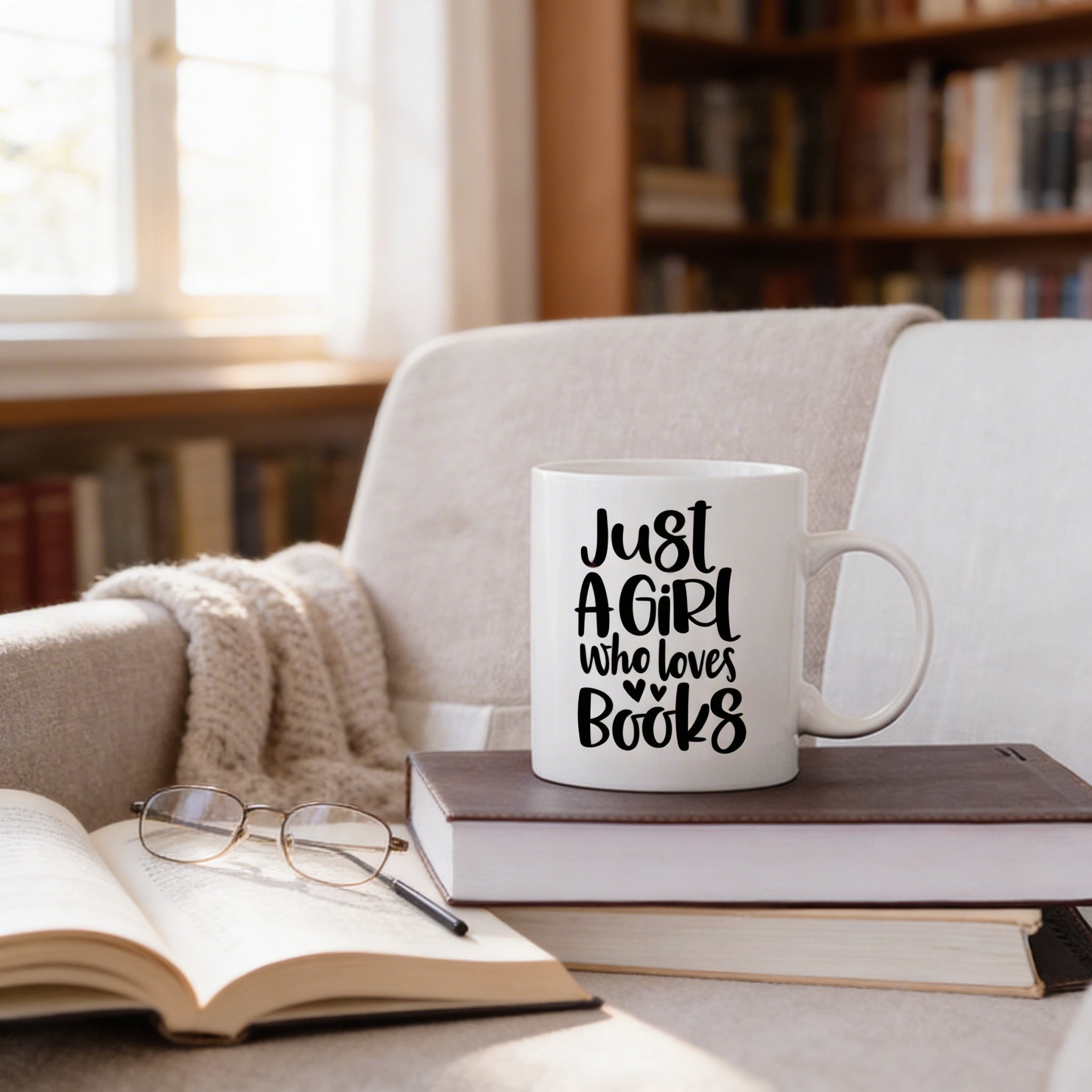 Book Lover Mug, Just a Girl who loves books coffee mug, Gift for Reader, bookish mug, Book Gifts for women