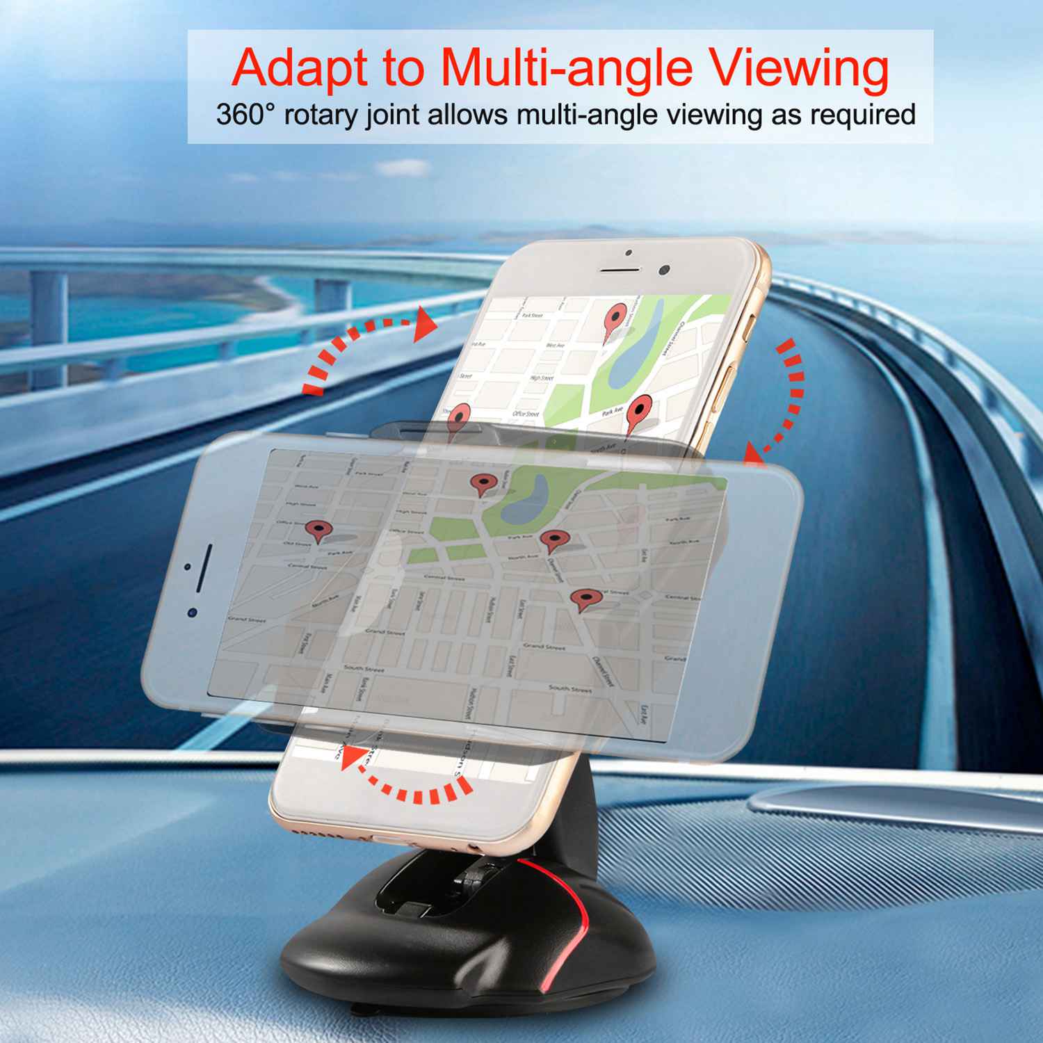 Car Phone Holder with Sticky Gel Pad and Adjustable Arm