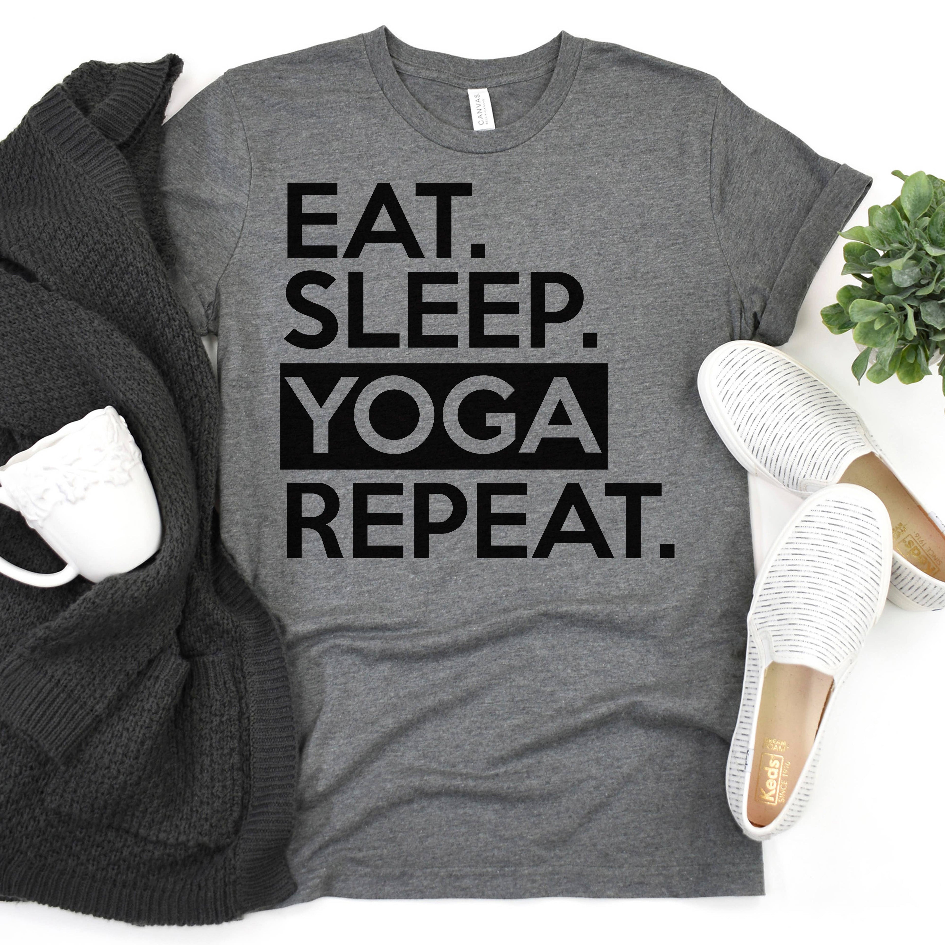 Yoga Graphic Tees Women | Eat Sleep Yoga Repeat Tee
