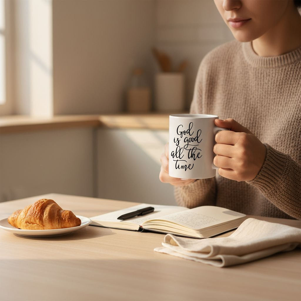 Christian Coffee Mug – God Is Good Mug | Bible Verse Ceramic Cup, Dishwasher Safe