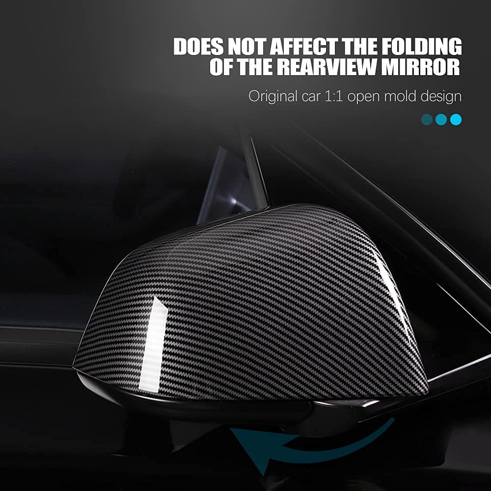 ABS Mirror Covers for Model 3/Y | 4 Finishes | 3M Tape | Scratch Protection | 3 Versions