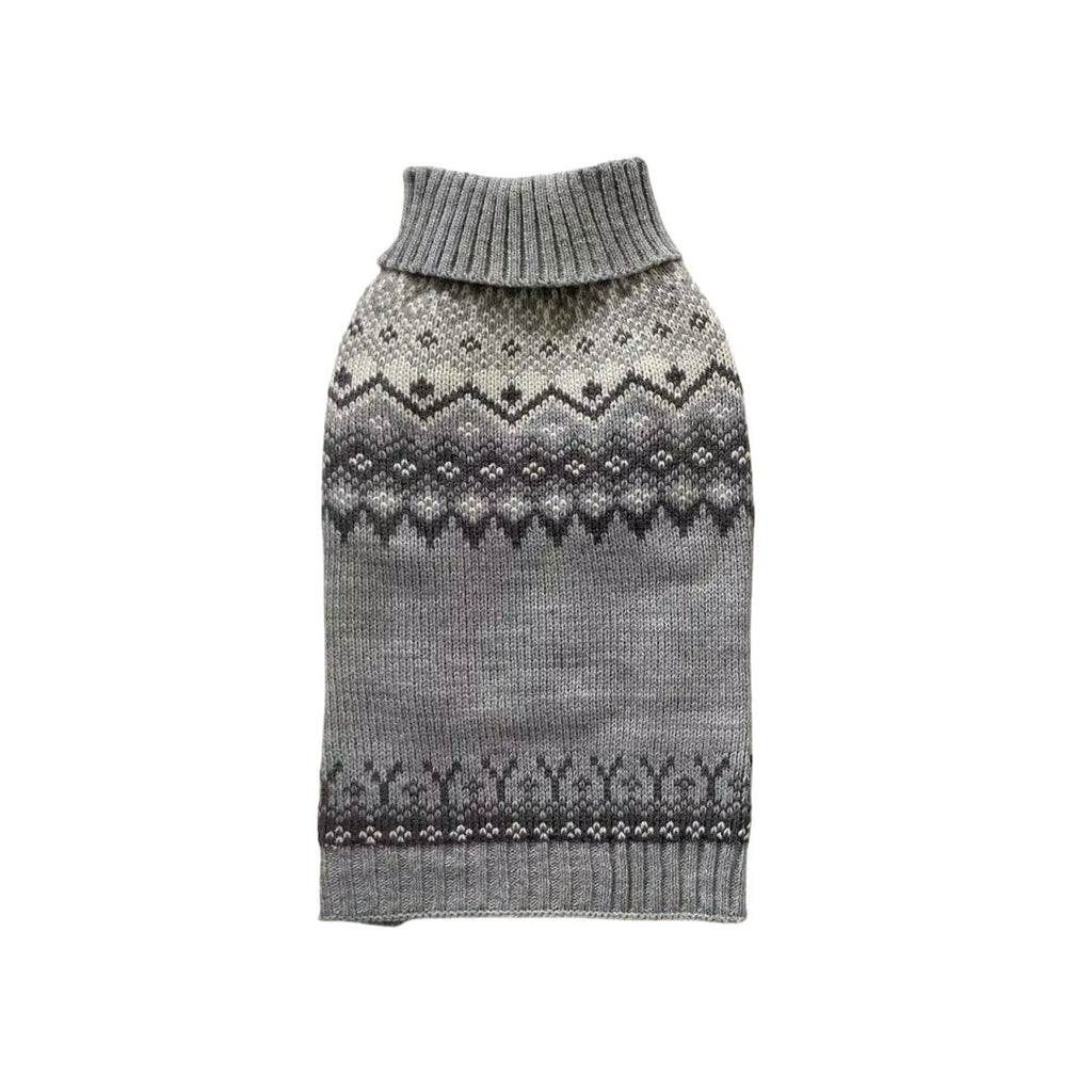 Grey Fair Isle Sweater Little Dog Teddy Sweater Autumn And Winter