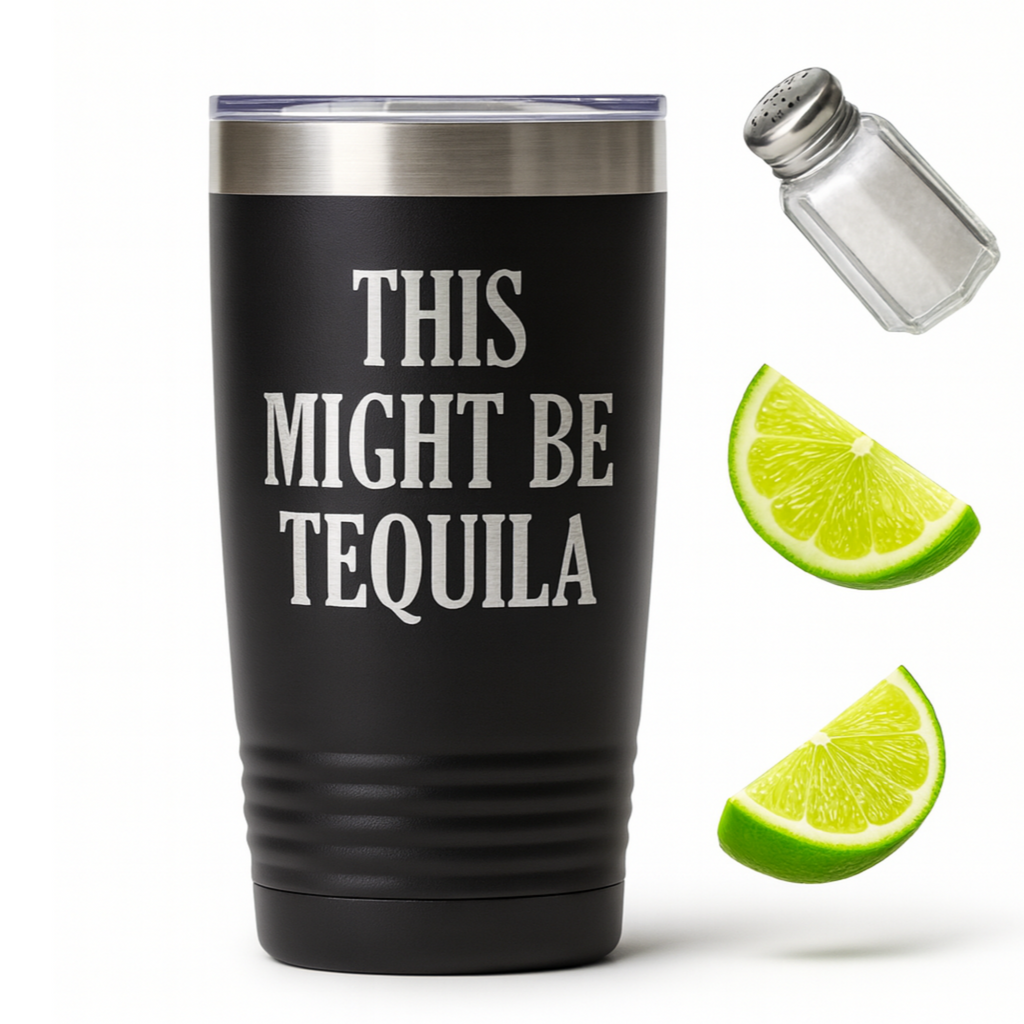 Vacuum Insulated Tumbler - Stainless Steel Travel Drink Mug With Laser Engraved Design