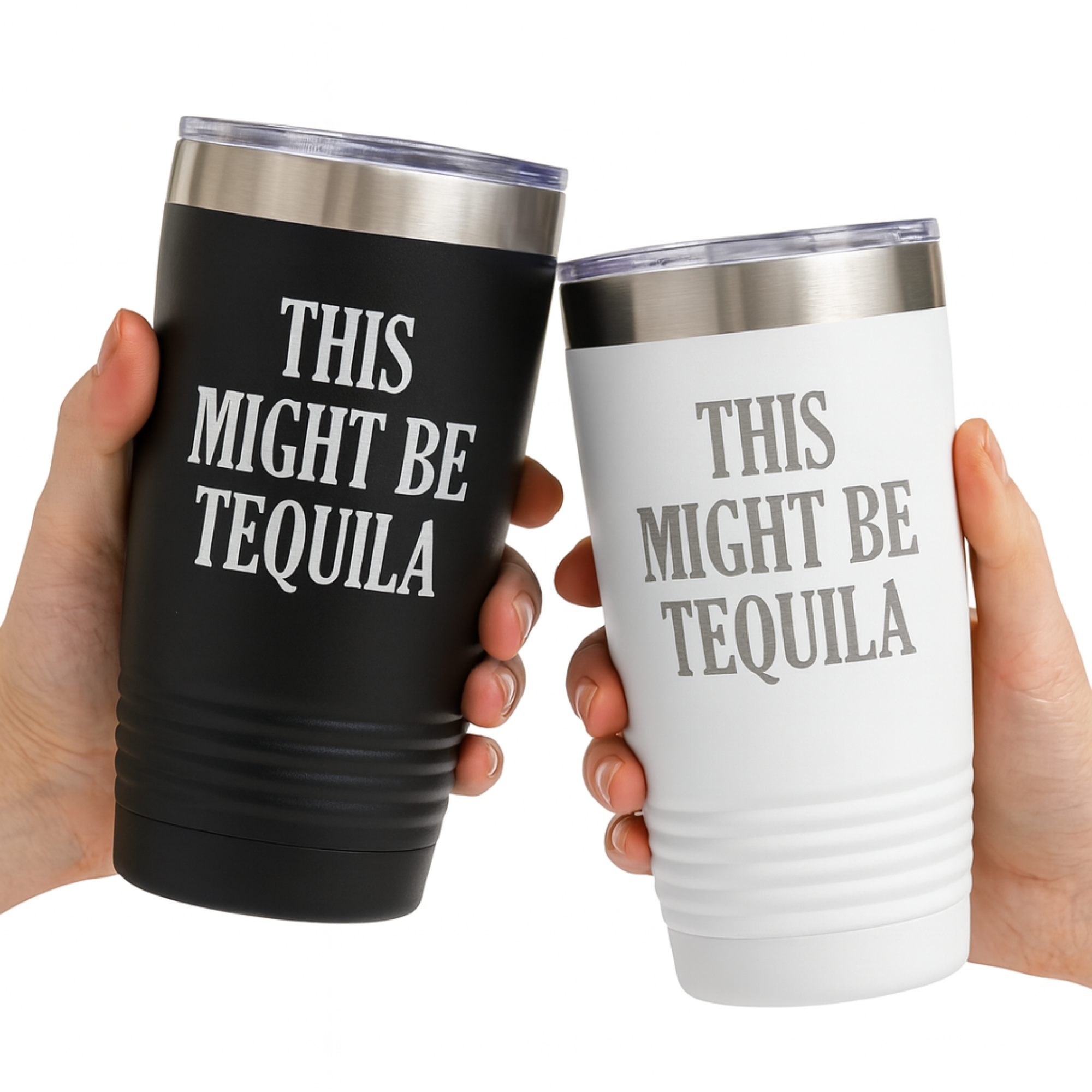 Vacuum Insulated Tumbler - Stainless Steel Travel Drink Mug With Laser Engraved Design