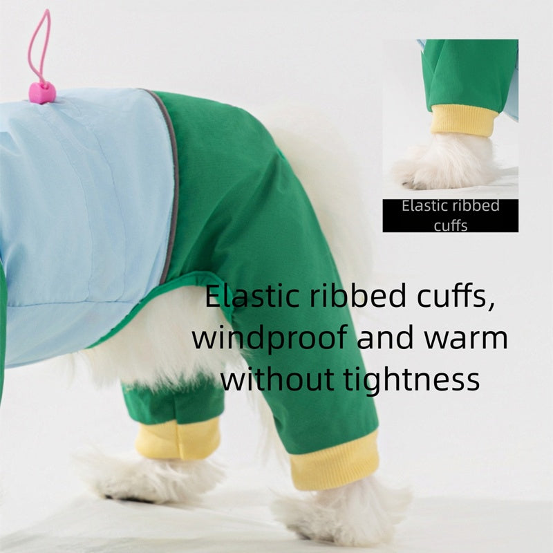 Waterproof 4-Leg Dog Jumpsuit With Hood, New Release Pet Outdoor Raincoat For Hiking & Travel