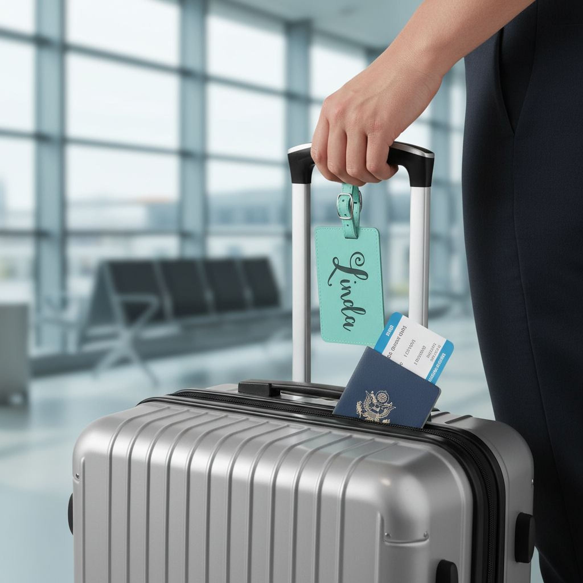 Personalized Luggage Tag - Custom Engraved Leather Travel ID Tag Gift