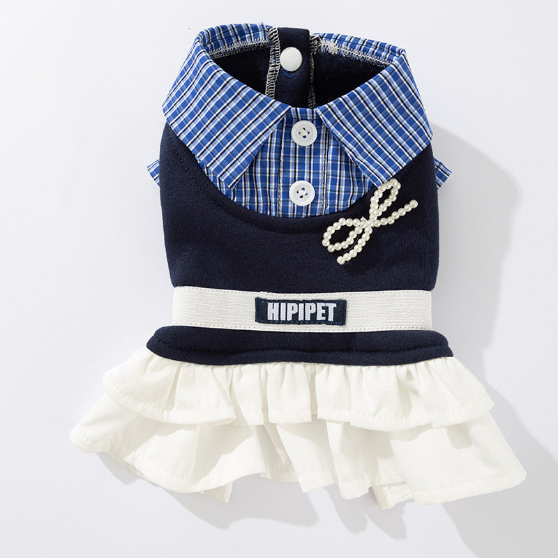 Formal Pet Dress With School Style Ruffles For Dogs And Cats