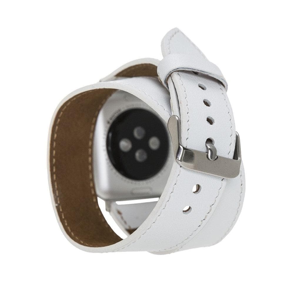 Luxury Double Wrap White Leather Apple Watch Band - San Diego