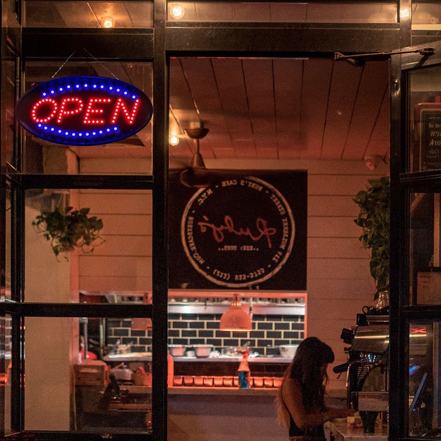 Neon Open Sign with LED Flash/Static Modes for Shops