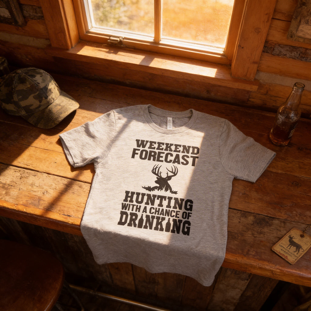 Hunting Gift for Men - Hunting with a chance of Drinking T-shirt - Funny Mens Shirt