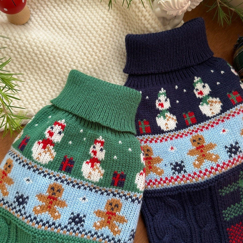 Christmas Snowman Gingerbread Man Pet Sweater