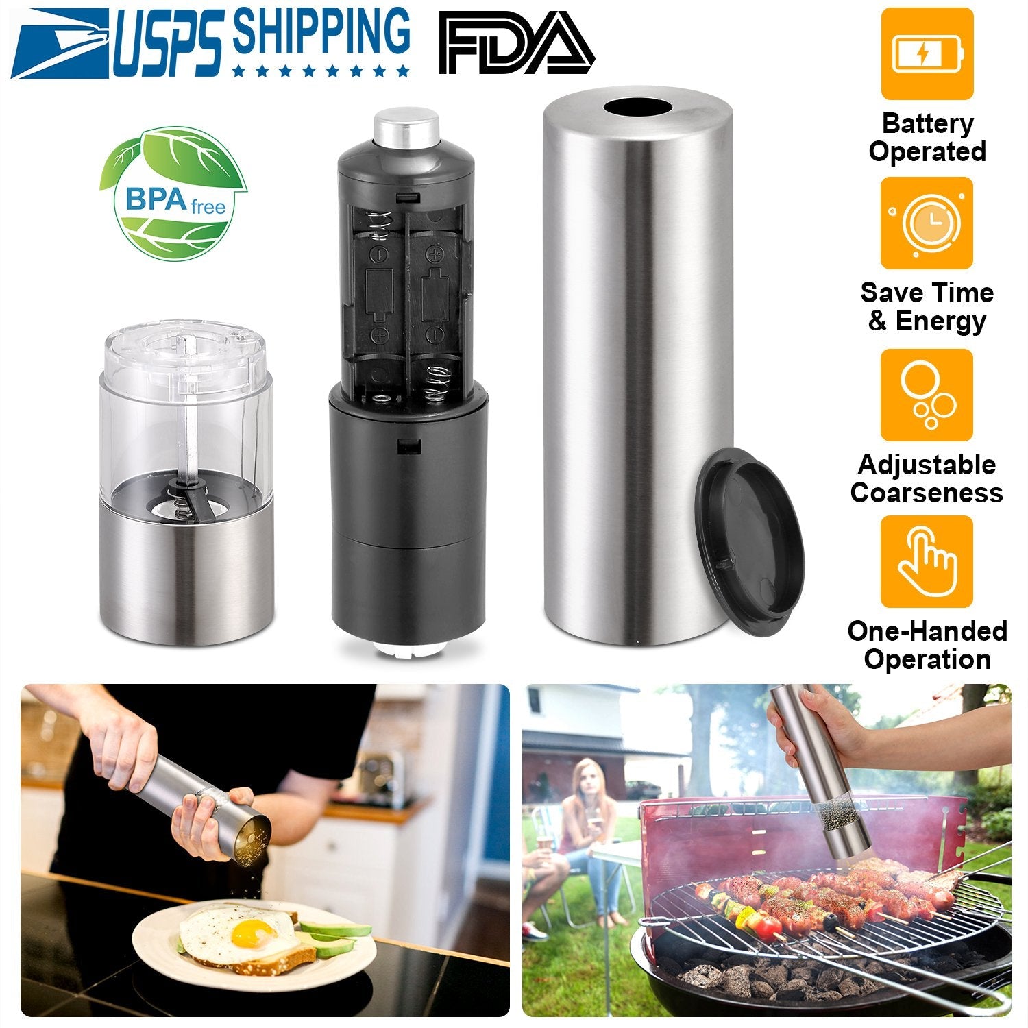 Electric Salt & Pepper Grinder with Light