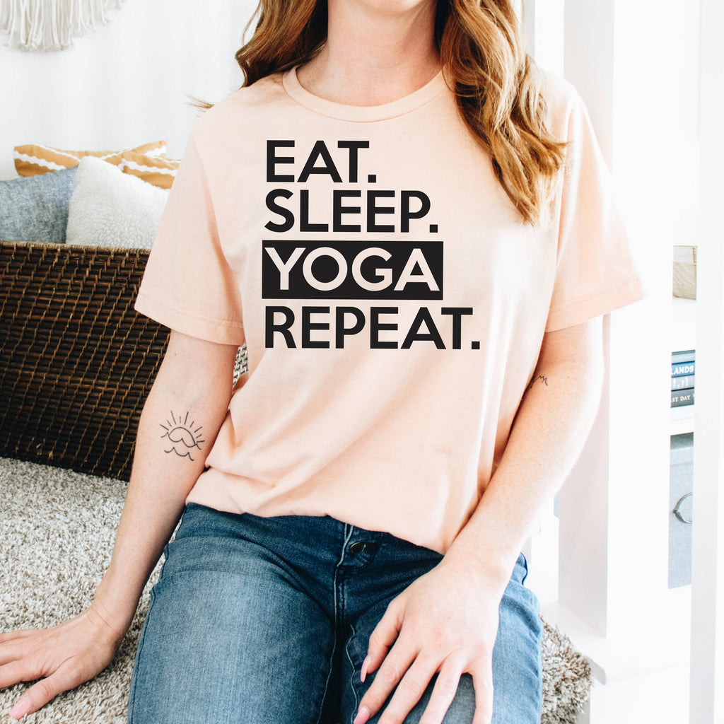 Yoga Graphic Tees Women | Eat Sleep Yoga Repeat Tee