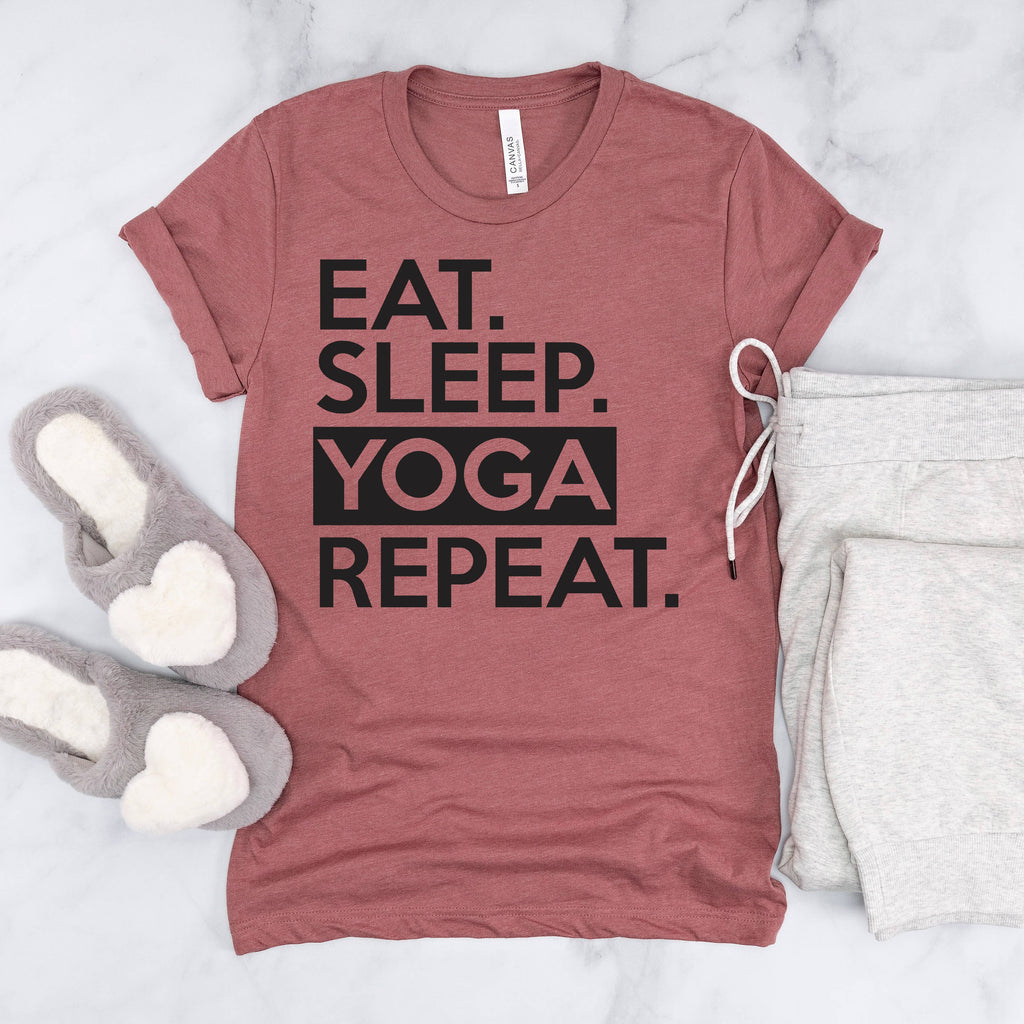 Yoga Graphic Tees Women | Eat Sleep Yoga Repeat Tee