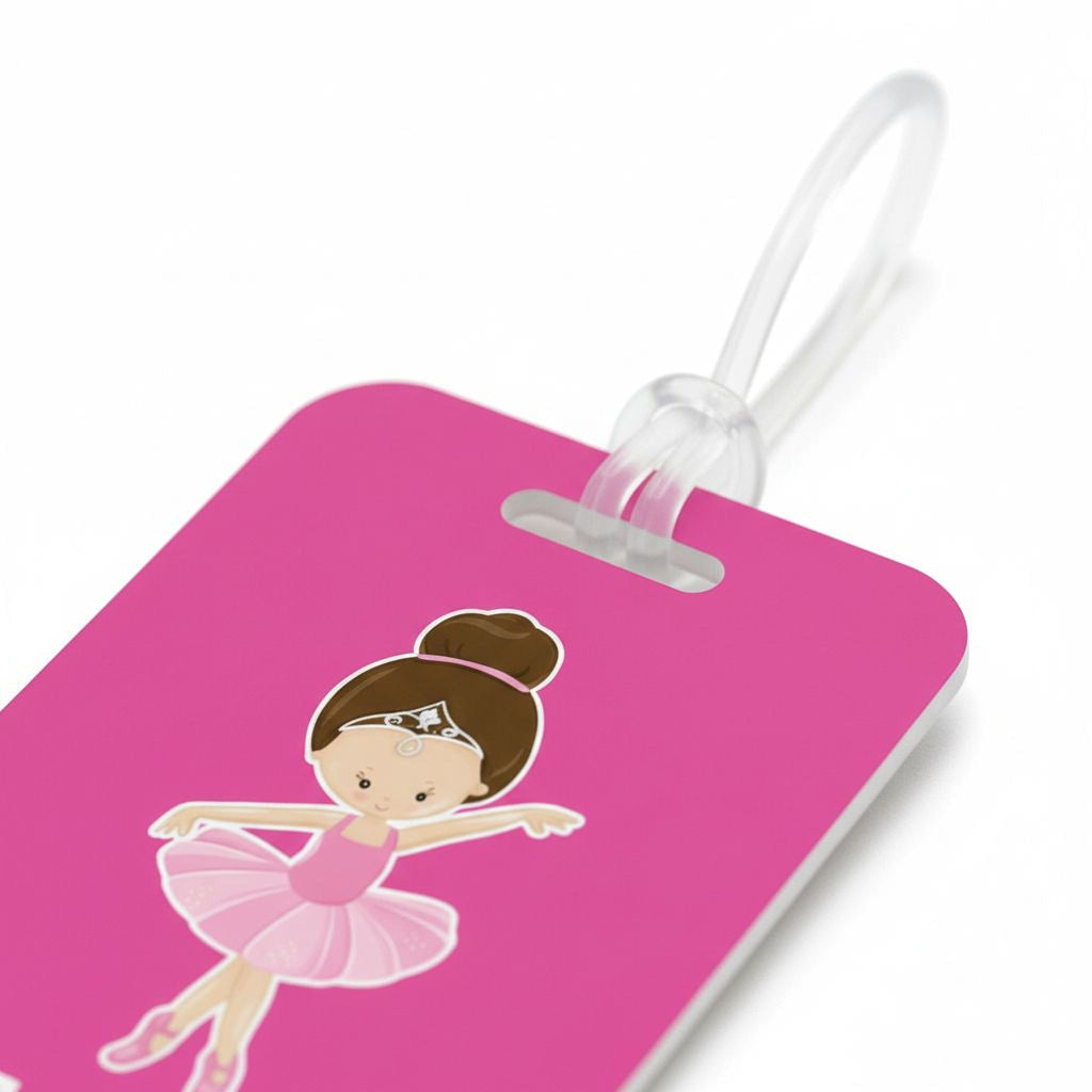 Ballet Bag Tag – Pink Girls Luggage Tag | Custom Ballerina Backpack ID Label